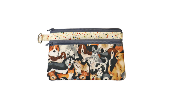 Dog Lovers Double Zipper Pouch: Small or Large Bag