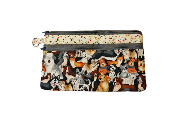 Dog Lovers Double Zipper Pouch: Small or Large Bag