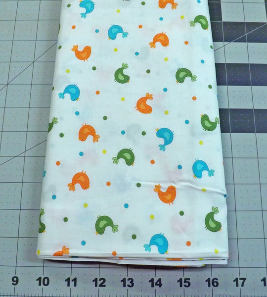 Moda Grow With Me Birds White Quilt Cotton Fabric 1 1/2 yd