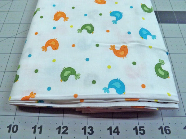 Moda Grow With Me Birds White Quilt Cotton Fabric 1 1/2 yd
