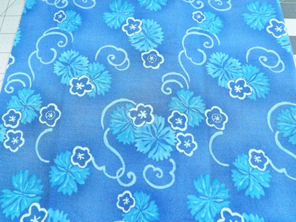 Blue Flower Quilt Cotton Fabric - 2/3 yd