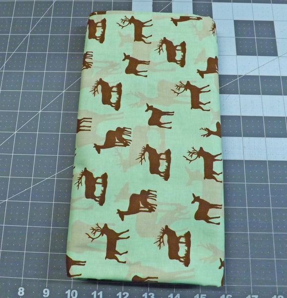 Into the Woods Green Deer Fabric: Clothworks Quilt Fabric 1 2/3 yd
