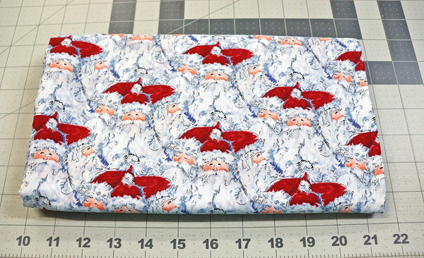 Santa Print Cotton Quilt Fabric - 1 3/4 yd