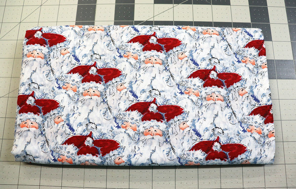Santa Print Cotton Quilt Fabric - 1 3/4 yd