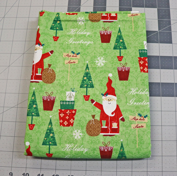 M'Liss Holiday Wishes Santa Fabric: 2 1/4 yd Quilt Cotton