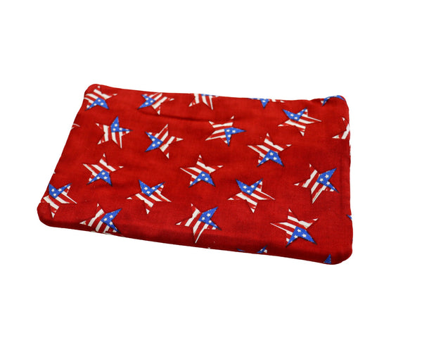Patriotic Double Zipper Pouch: Red White Blue Cosmetic Bag