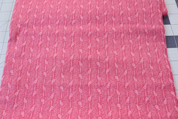 Mauve Floral Stripe Cotton Fabric - 2 3/4 Yard