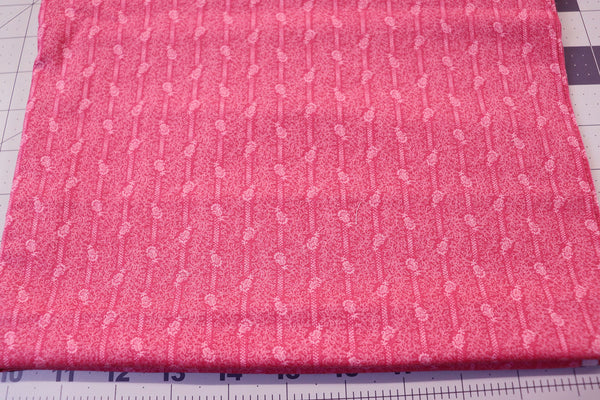 Mauve Floral Stripe Cotton Fabric - 2 3/4 Yard