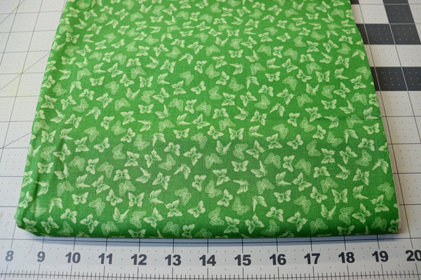 2 yd Green Butterfly Quilt Cotton Fabric - Midsummer Magic