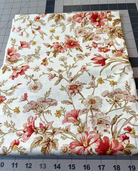 Vintage Rose Fabric: Ecru Wildflowers, Shabby Chic Treasures 1 3/4 yd