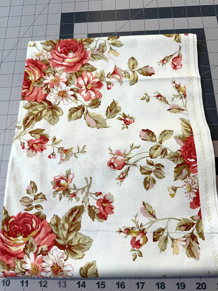 1 5/6 yd Vintage Rose Fabric: Ecru Rose Bouquet by Shabby Chic