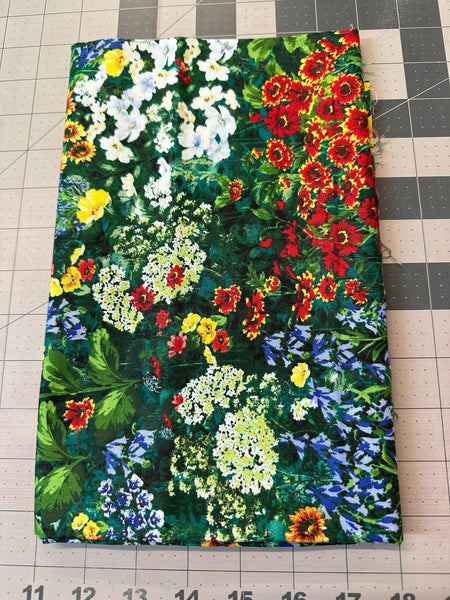 M'Liss My Bouquet Floral Quilt Fabric - Green 2/3 yd
