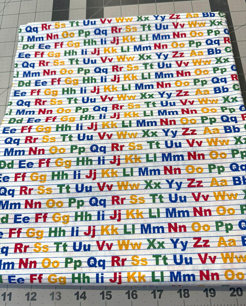 School Letters Fabric: Teacher Quilt Material 1 3/4 yd