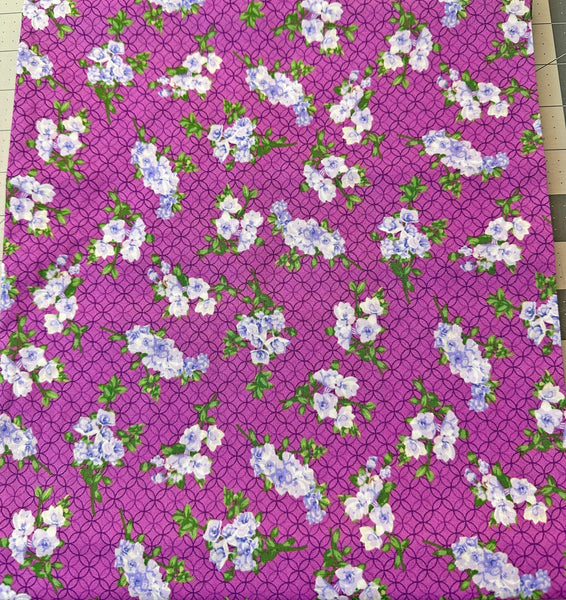 Purple Floral Quilt Fabric - Beverly Park Hillcrest - 1 Yard