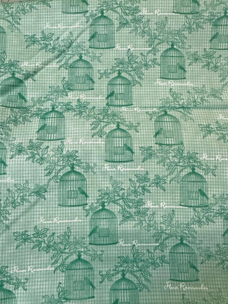2 2/3 yd. Song Bird by Henry Glass. Bird Cage Teal Fabric Clearance. Quilt Fabric. Fabric Yardage.