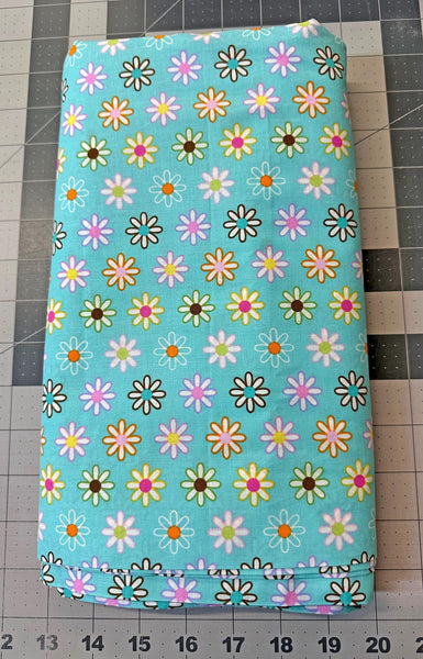 Retro Blue Floral Quilt Fabric: Happi by Dena - 3 1/4 yd