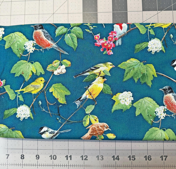 Susan Bourdet Teal Bird Branch Quilt Fabric - Heaven's Breath - 2 yd