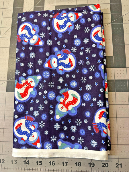 Tossed Snowmen Quilt Fabric: Dark Purple Cotton, 1 Yard