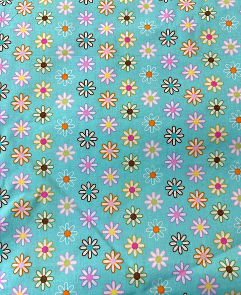 Retro Blue Floral Quilt Fabric: Happi by Dena - 3 1/4 yd