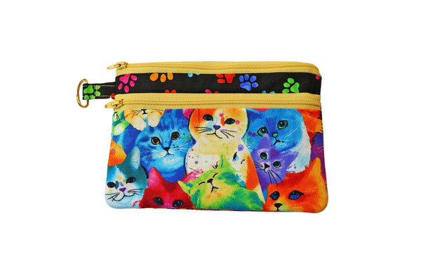 Colorful Cats Double Zipper Pouch: Small or Large Bag
