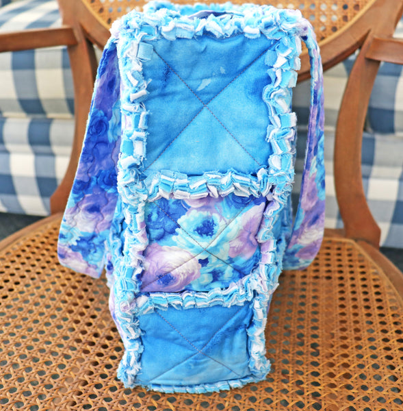 Watercolor Blue Floral Rag Tote