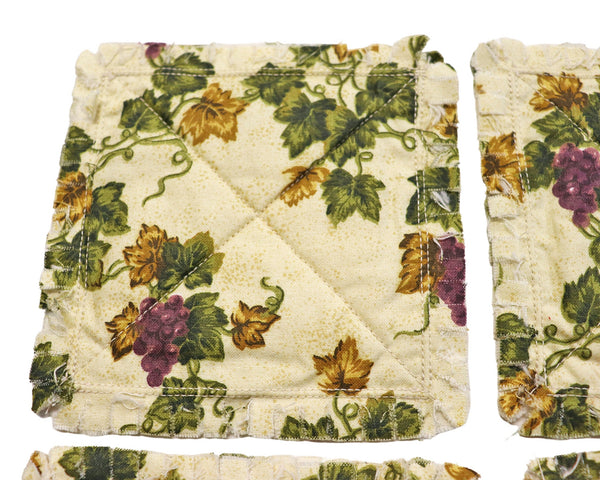 Grapevine Rag Quilt Coaster Set. Set of 4. Candle Mat Add On. Autumn Table Decor.