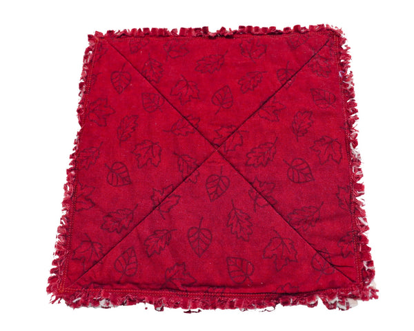 Autumn Leaves Rag Quilt Coaster Set. Set of 4. Autumn Red Candle Mat Add On. Autumn Table Decor. Fall Living Room Decor.