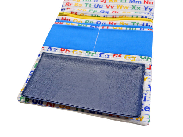 Teacher Fabric Wallet. School Letters Quilted Wallet. Womens Wallet with Zipper. Gift for Teacher. Zipper Wallet. Trifold Wallet for Women.