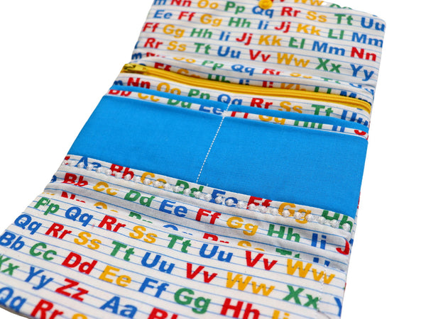 Teacher Fabric Wallet. School Letters Quilted Wallet. Womens Wallet with Zipper. Gift for Teacher. Zipper Wallet. Trifold Wallet for Women.