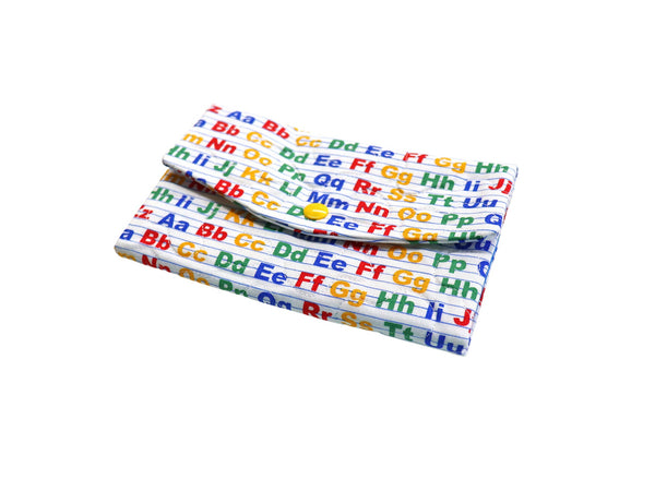 Teacher Fabric Wallet. School Letters Quilted Wallet. Womens Wallet with Zipper. Gift for Teacher. Zipper Wallet. Trifold Wallet for Women.