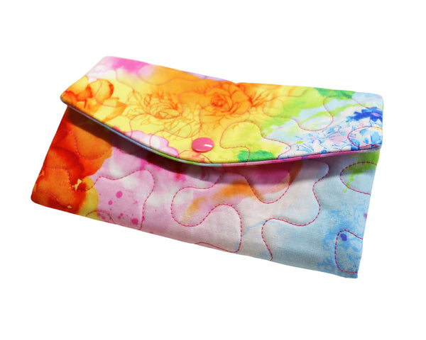 Bright Flowers Fabric Wallet. Quilted Wallet. Womens Wallet with Zipper. Gift for Her. Zipper Wallet. Trifold Wallet for Women.