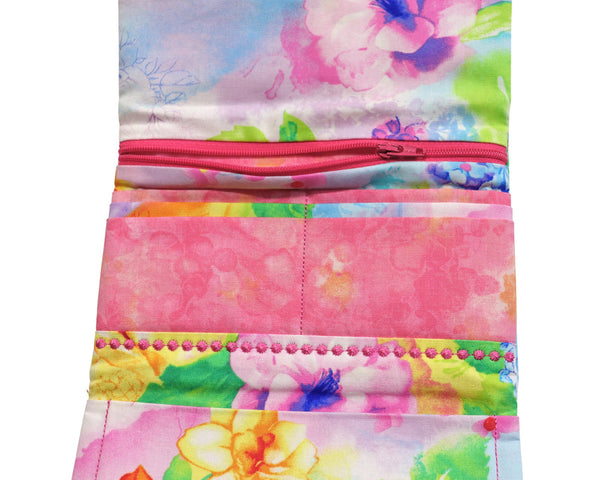 Bright Flowers Fabric Wallet. Quilted Wallet. Womens Wallet with Zipper. Gift for Her. Zipper Wallet. Trifold Wallet for Women.
