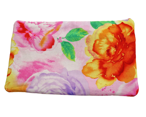 Bright Flowers Zipper Bag. Floral Cosmetic Bag for Her. Zipper Purse with Front Pocket. Gift for Mom.