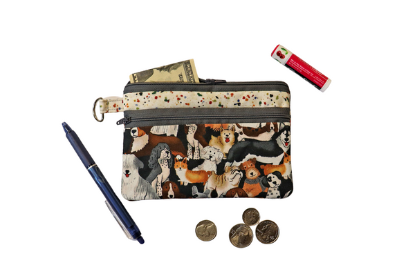 Dog Lovers Double Zipper Pouch: Small or Large Bag