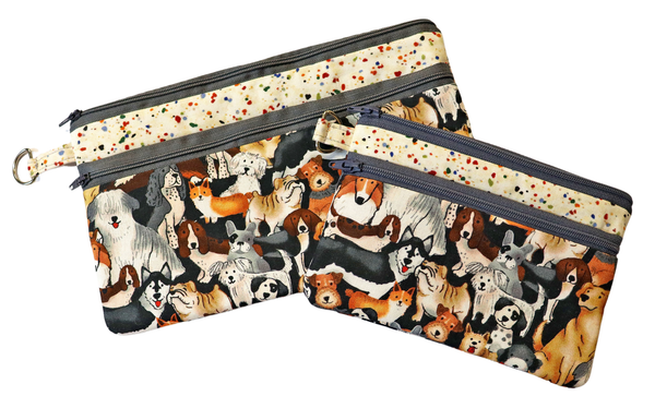 Dog Lovers Double Zipper Pouch: Small or Large Bag