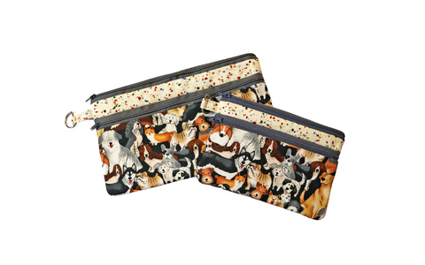 Dog Lovers Double Zipper Pouch: Small or Large Bag