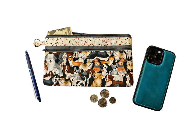 Dog Lovers Double Zipper Pouch: Small or Large Bag