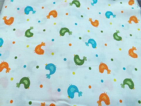 Moda Grow With Me Birds White Quilt Cotton Fabric 1 1/2 yd