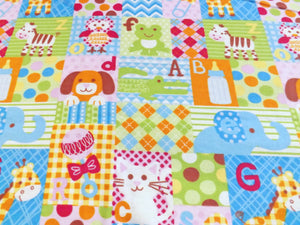 1 1/4 yd Animal Alphabet Flannel Fabric: Baby Quilt Material