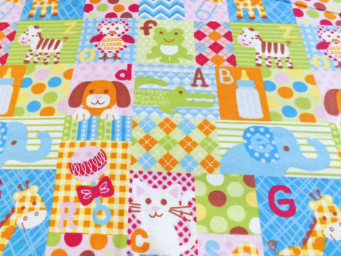 1 1/4 yd Animal Alphabet Flannel Fabric: Baby Quilt Material