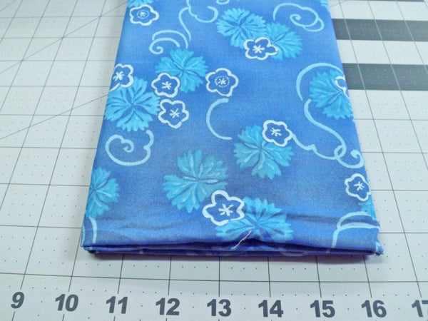 Blue Flower Quilt Cotton Fabric - 2/3 yd