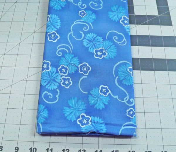 Blue Flower Quilt Cotton Fabric - 2/3 yd