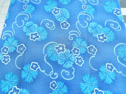 Blue Flower Quilt Cotton Fabric - 2/3 yd