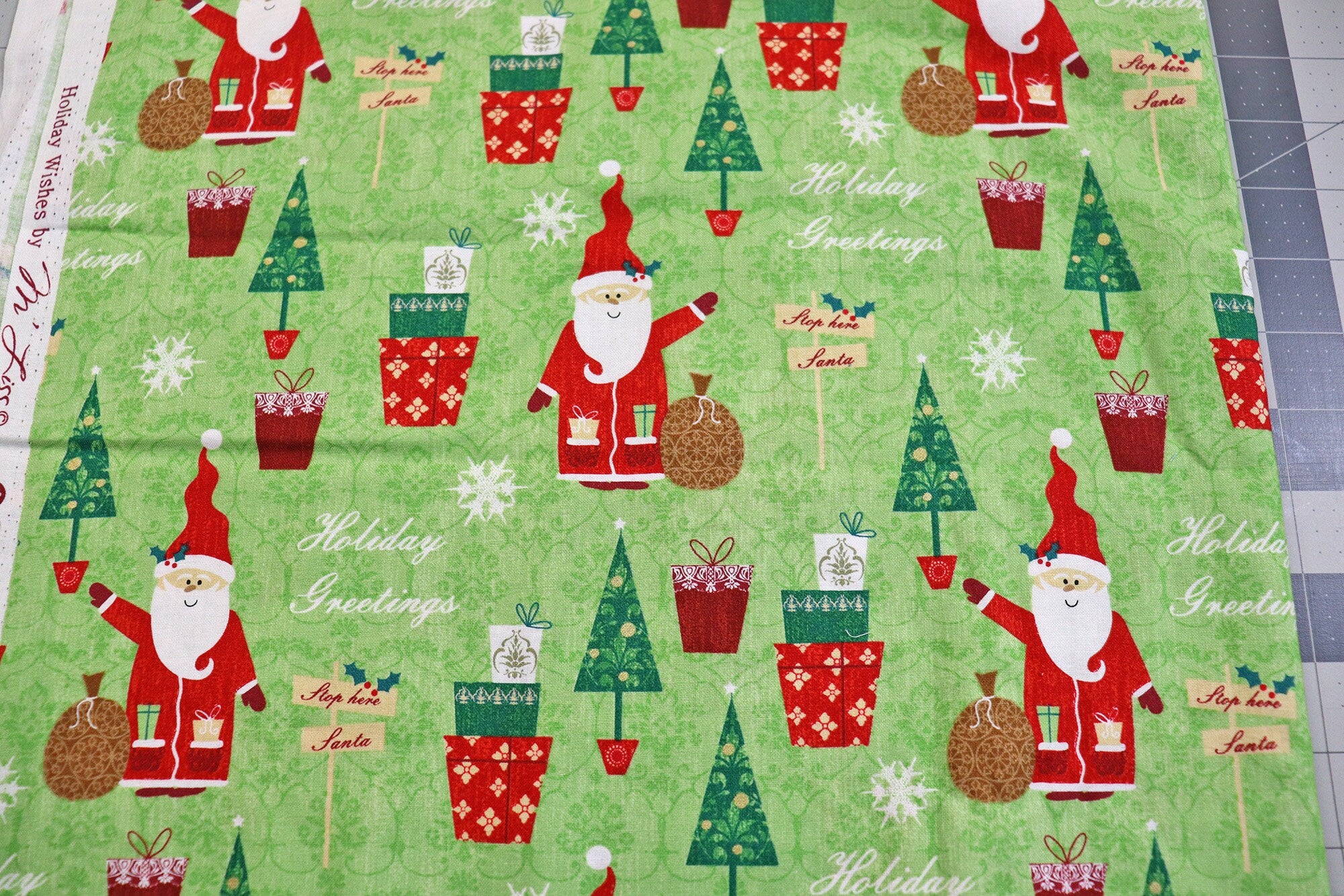 M'Liss Holiday Wishes Santa Fabric: 2 1/4 yd Quilt Cotton