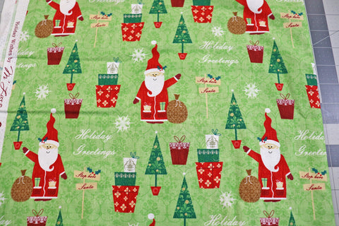 M'Liss Holiday Wishes Santa Fabric: 2 1/4 yd Quilt Cotton