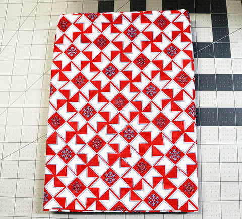 Christmas Snowflake Quilt Fabric: Red & Blue Star Pattern 1 1/2 yd