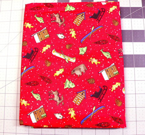 1 yd Christmas Cabin Quilt Cotton Fabric - Red Holiday Print