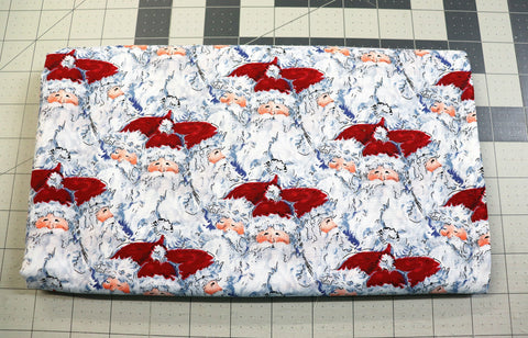 Santa Print Cotton Quilt Fabric - 1 3/4 yd