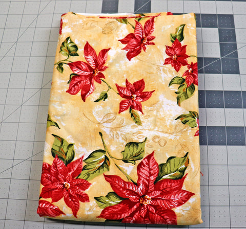 Poinsettia Christmas Cotton Fabric: Floral Print, 2 3/4 yd