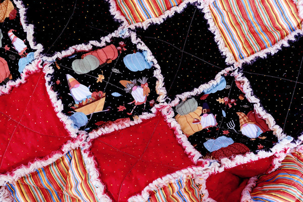 Fall Gnomes and Pumpkins Lap Rag Quilt